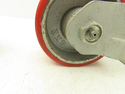 Fairbanks 4" Caster Wheel Poly/Cast (2) Swivel (2) 5-1/2" OAH Rigid Lot of 4