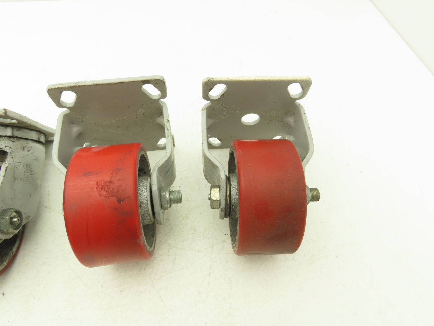 Fairbanks 4" Caster Wheel Poly/Cast (2) Swivel (2) 5-1/2" OAH Rigid Lot of 4
