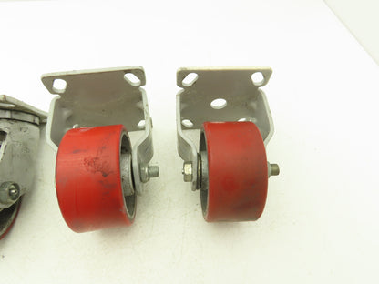 Fairbanks 4" Caster Wheel Poly/Cast (2) Swivel (2) 5-1/2" OAH Rigid Lot of 4