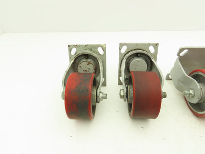 Fairbanks 4" Caster Wheel Poly/Cast (2) Swivel (2) 5-1/2" OAH Rigid Lot of 4