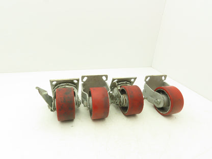 Fairbanks 4" Caster Wheel Poly/Cast (2) Swivel Locking (2) Rigid Lot of 4
