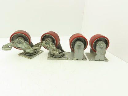 Fairbanks 4" Caster Wheel Poly/Cast (2) Swivel Locking (2) Rigid Lot of 4