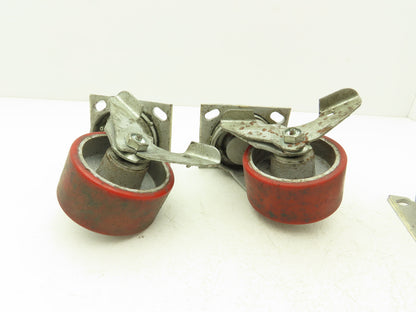 Fairbanks 4" Caster Wheel Poly/Cast (2) Swivel Locking (2) Rigid Lot of 4