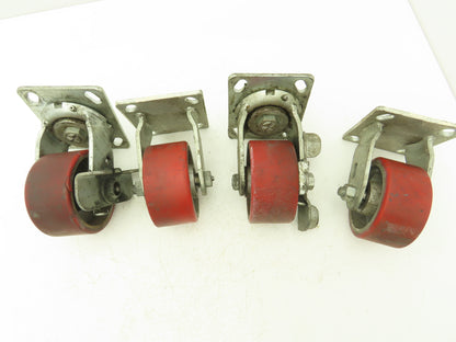 Service Caster 4" Caster Wheel Poly/Cast (2) Swivel Locking (2) Rigid Lot of 4