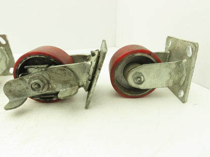 Service Caster 4" Caster Wheel Poly/Cast (2) Swivel Locking (2) Rigid Lot of 4