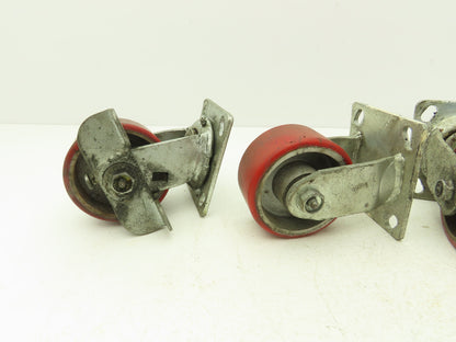 Service Caster 4" Caster Wheel Poly/Cast (2) Swivel Locking (2) Rigid Lot of 4