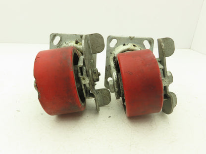 4" Caster Wheel Poly/Cast Locking Swivel Base 2" Wide 5-1/2" Height Lot of 2