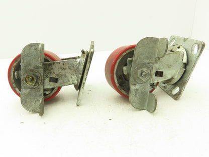 4" Caster Wheel Poly/Cast Locking Swivel Base 2" Wide 5-1/2" Height Lot of 2