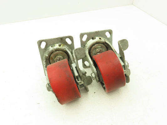 4" Caster Wheel Poly/Cast Locking Swivel Base 2" Wide 5-1/2" Height Lot of 2