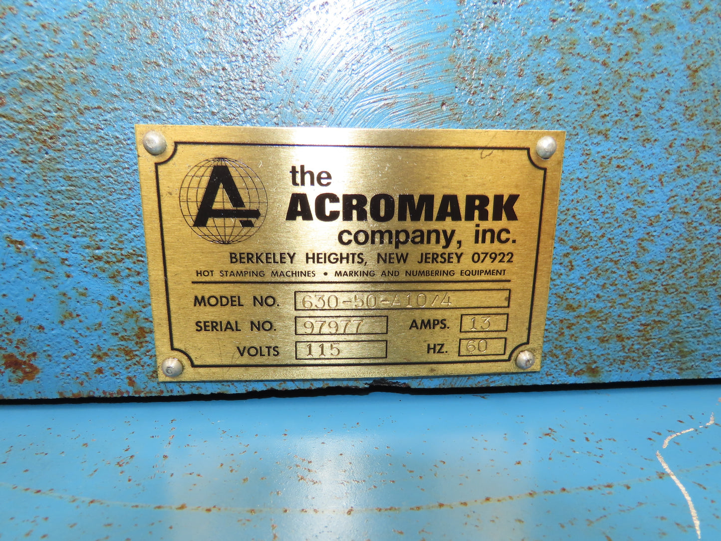 Acromark 630 Pneumatic Air Punch Press 3.5" Stroke 8" Throat 16x10"