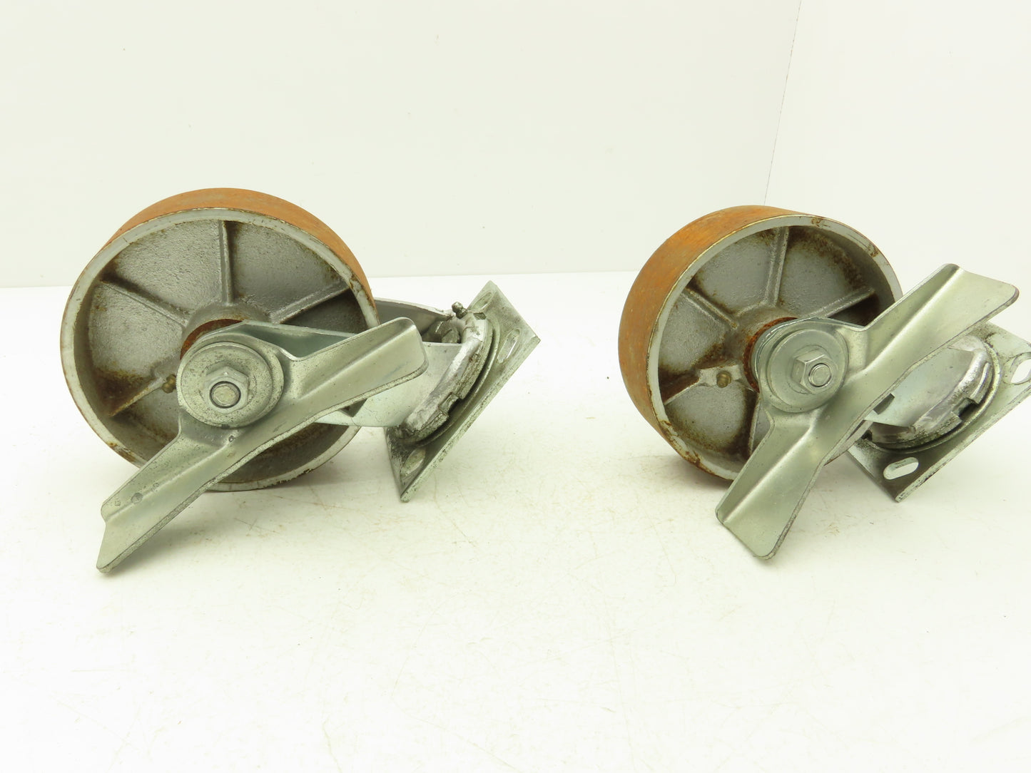 Albion 6" Swivel Caster Wheel Locking Cast Iron 7-1/2" Height Lot of 2