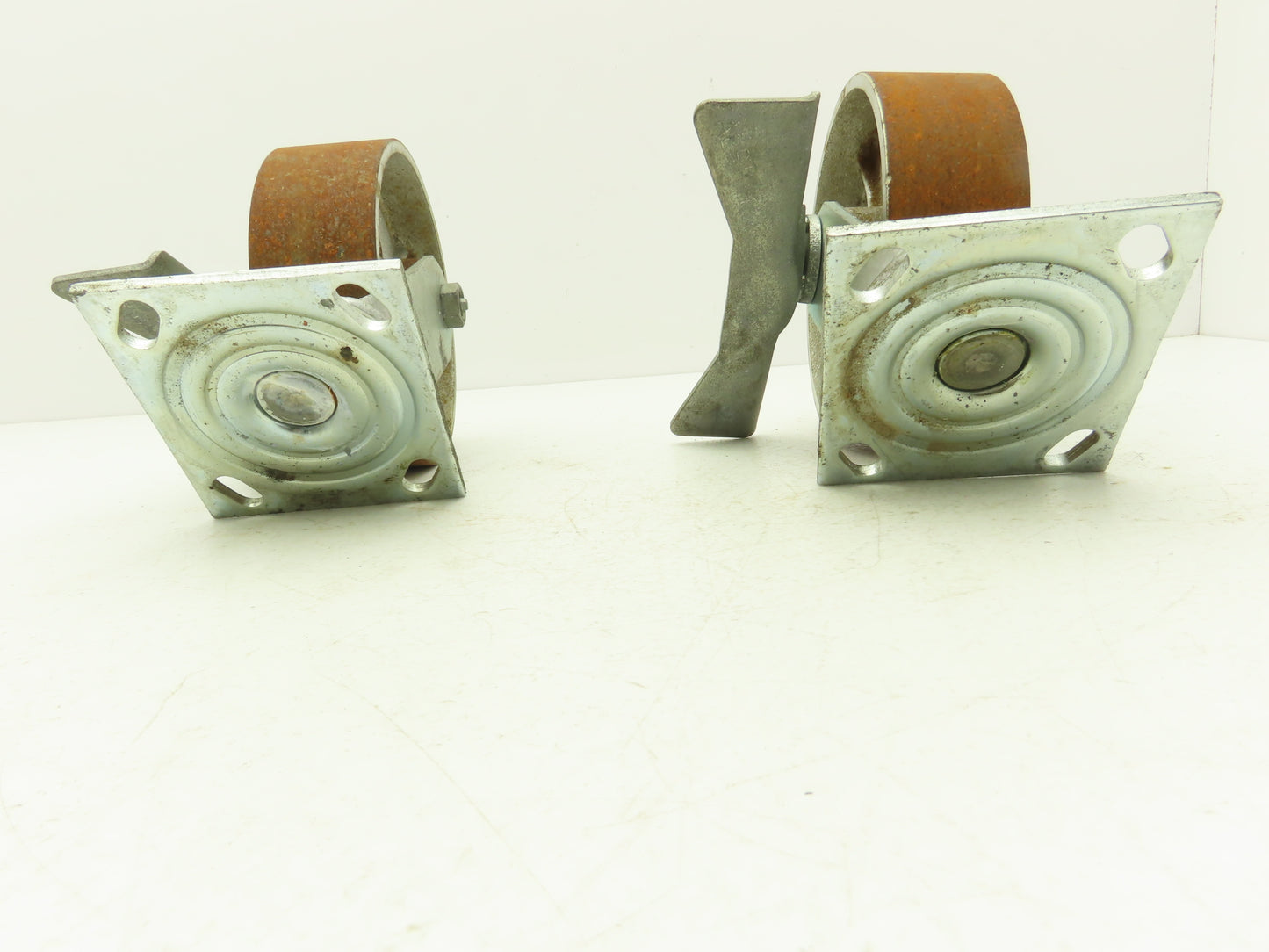 Albion 6" Swivel Caster Wheel Locking Cast Iron 7-1/2" Height Lot of 2