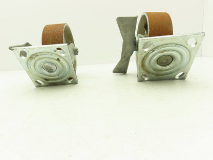 Albion 6" Swivel Caster Wheel Locking Cast Iron 7-1/2" Height Lot of 2