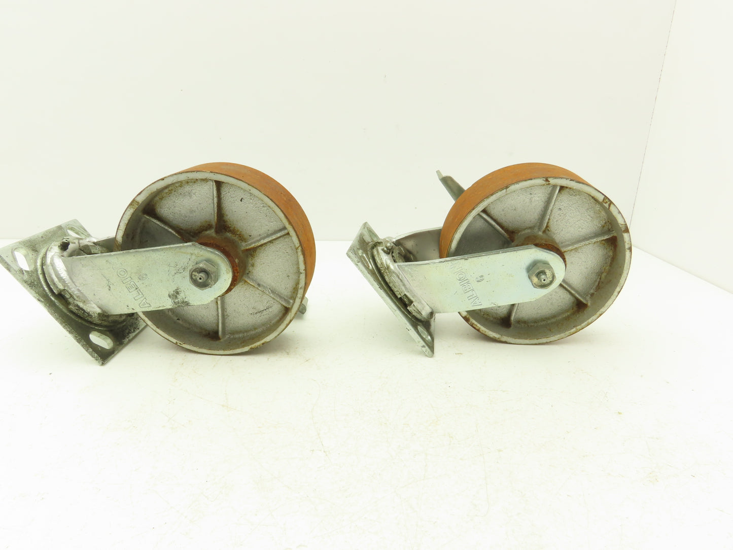 Albion 6" Swivel Caster Wheel Locking Cast Iron 7-1/2" Height Lot of 2