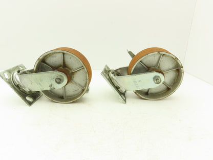 Albion 6" Swivel Caster Wheel Locking Cast Iron 7-1/2" Height Lot of 2