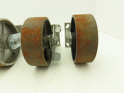 Albion 6" Caster Wheel Cast Iron (2) Swivel Locking (2) Rigid 7-1/2"H Lot of 4