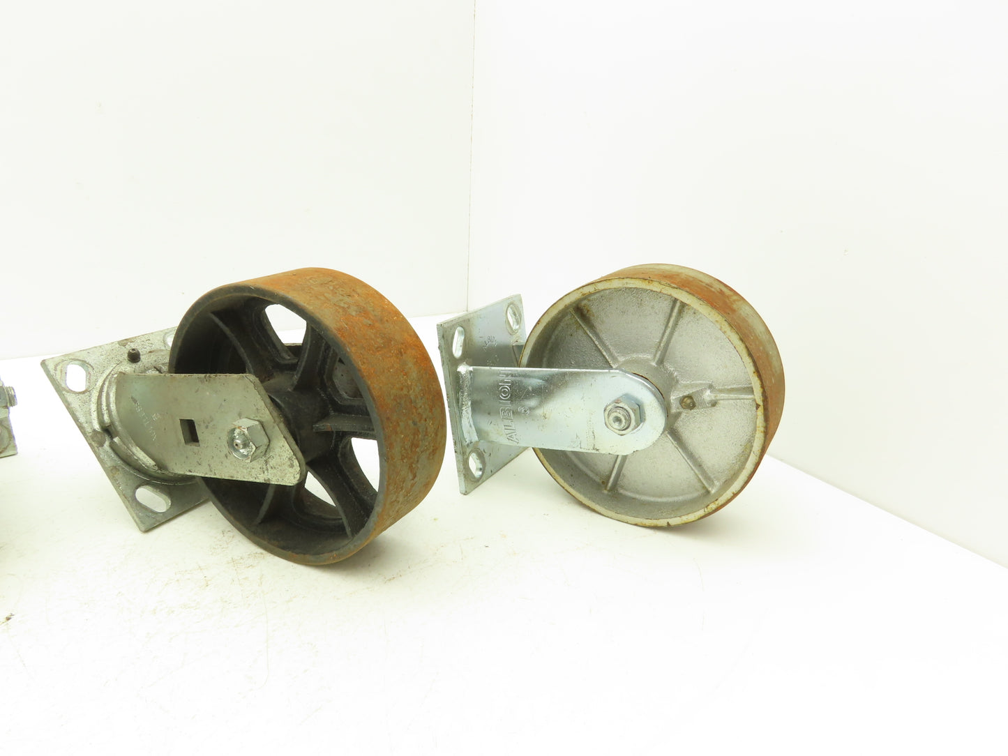 Albion 6" Caster Wheel Cast Iron (2) Swivel Locking (2) Rigid 7-1/2"H Lot of 4