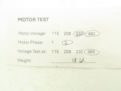 Baldor 2221613 Pump Motor 1Hp 3450rpm 230/460V 3PH 42YZ Slot Shaft 15-Min Duty