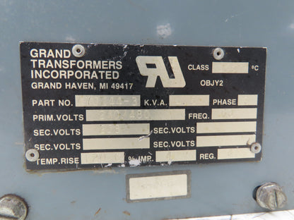 Grand Transformers 470144-3 Transformer 4.5kva 240/480HV 208LV 1PH