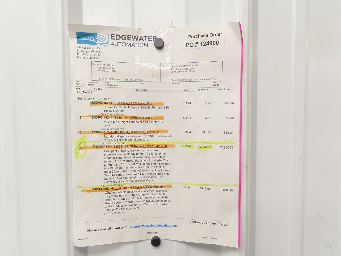 GP Reeves GDP20-400G70 Pneumatic Grease Pump Drum Unloader 55 Gal W/Accessories