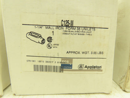 Appleton Electric C125-M Condulet 1-1/4" Mall Iron Type C Unilet Lot of 5