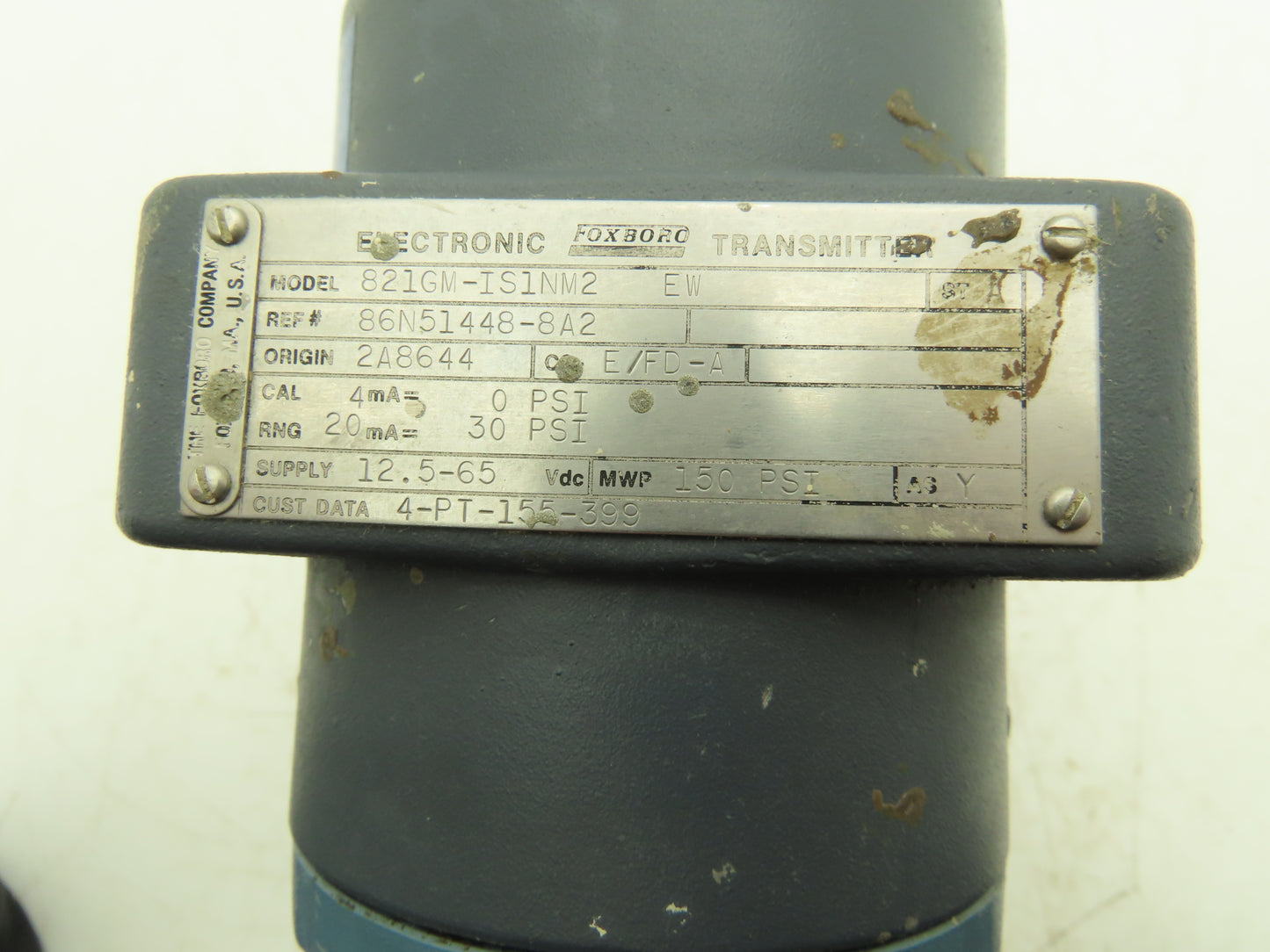 Foxboro 821GM-IS1NM2 Pressure Transmitter 1/2"NPT 12.5-65VDC 150PSI Max WP