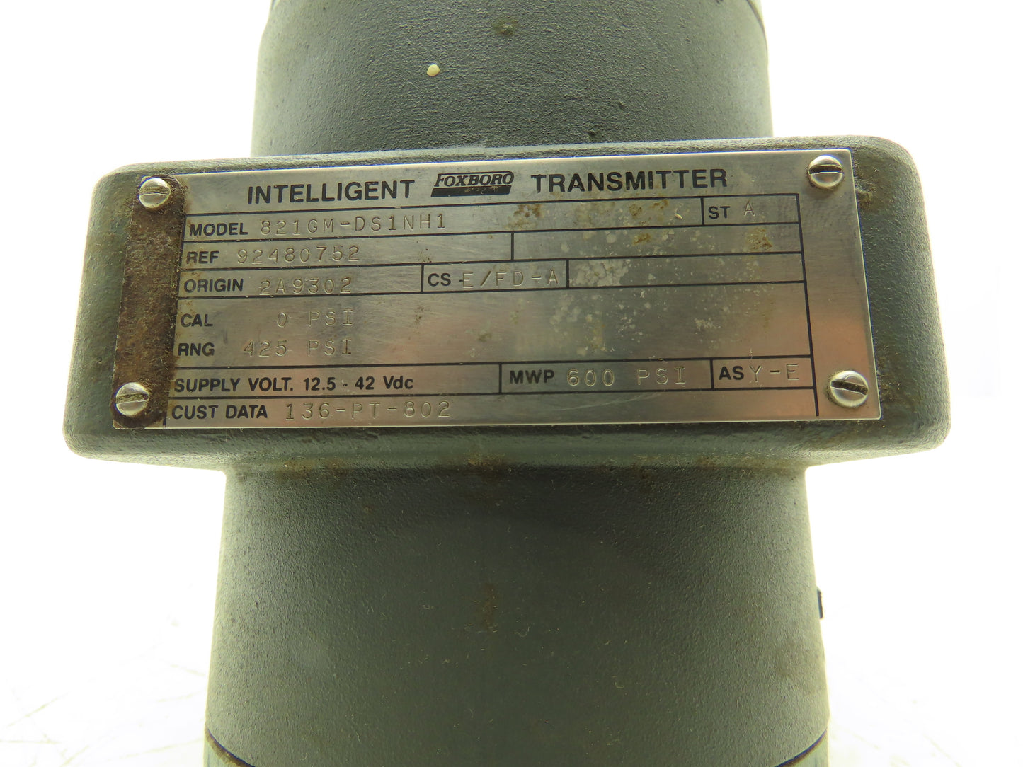 Foxboro 821GM-DS1NH1 Pressure Transmitter 1/4"NPT 12.5-65VDC 600PSI Max WP