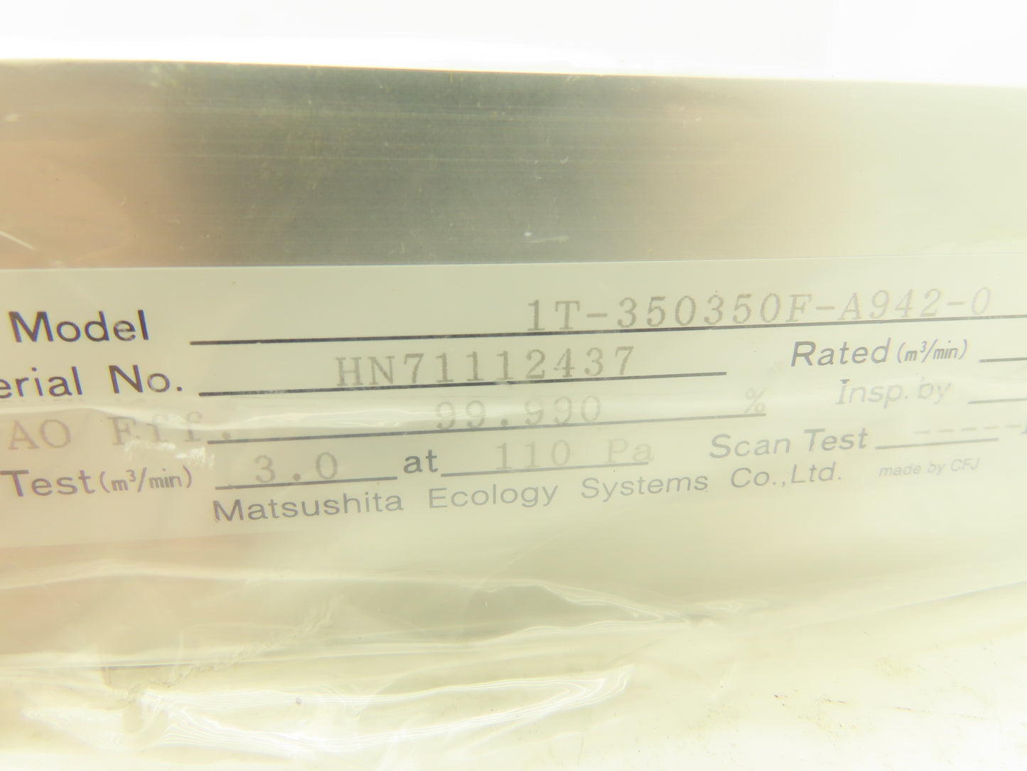 National 1T-350350F-A942-0 Matsushita Seiko Air Filter 350mm x 350mm 3.0 M3/MIN