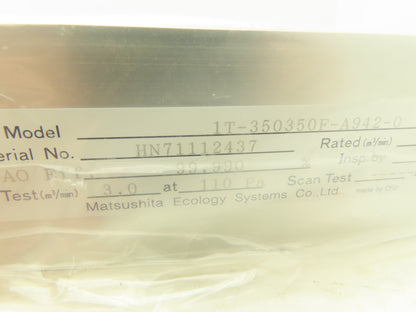 National 1T-350350F-A942-0 Matsushita Seiko Air Filter 350mm x 350mm 3.0 M3/MIN