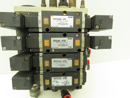 SMC NVFS3400-3FZ  4-Station Pneumatic Solenoid Valve Manifold 115V NVFS3100-3FZ