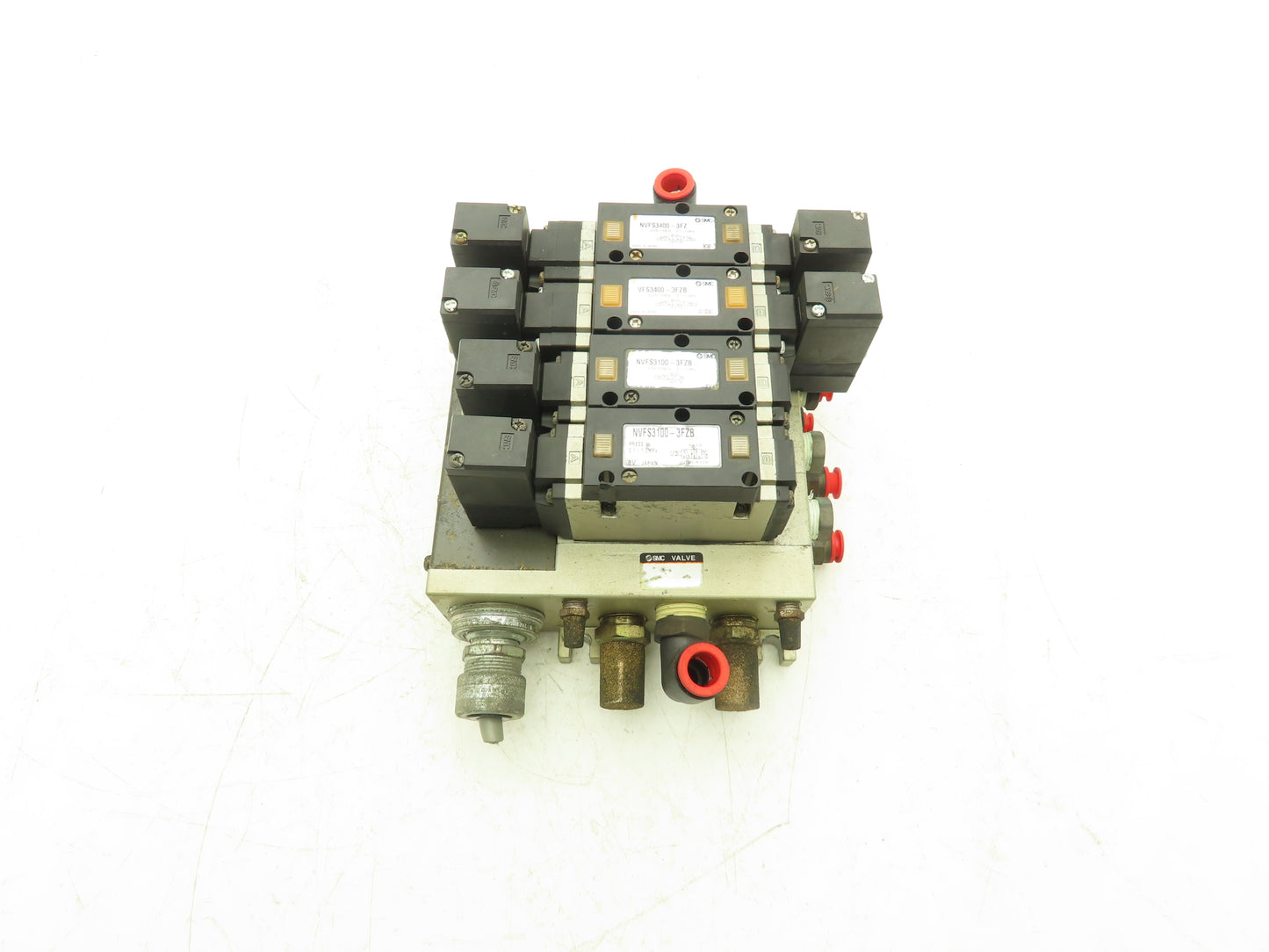 SMC NVFS3400-3FZ  4-Station Pneumatic Solenoid Valve Manifold 115V NVFS3100-3FZ