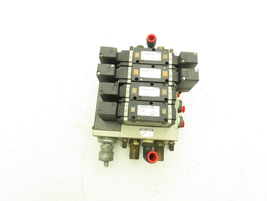SMC NVFS3400-3FZ  4-Station Pneumatic Solenoid Valve Manifold 115V NVFS3100-3FZ