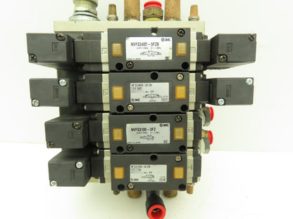 SMC NVFS3400-3FZB  4-Station Pneumatic Solenoid Valve Manifold 115V NVFS3100-3FZ