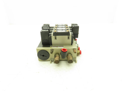 SMC NVFS3400-3FZB  4-Station Pneumatic Solenoid Valve Manifold 115V NVFS3100-3FZ