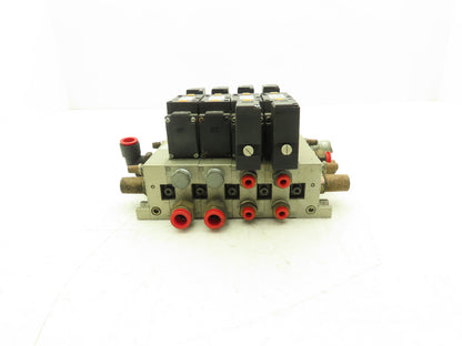 SMC NVFS3400-3FZB  4-Station Pneumatic Solenoid Valve Manifold 115V NVFS3100-3FZ