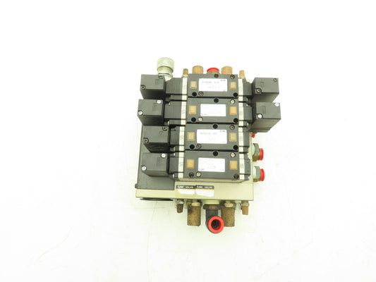 SMC NVFS3400-3FZB  4-Station Pneumatic Solenoid Valve Manifold 115V NVFS3100-3FZ