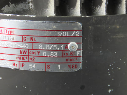 Metric AC Motor 2.2kw 3Hp 3480 RPM 230/460V 3PH IEC 90L Frame