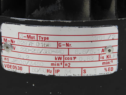 Metric AC Motor 2.2kw 3Hp 3480 RPM 230/460V 3PH IEC 90L Frame