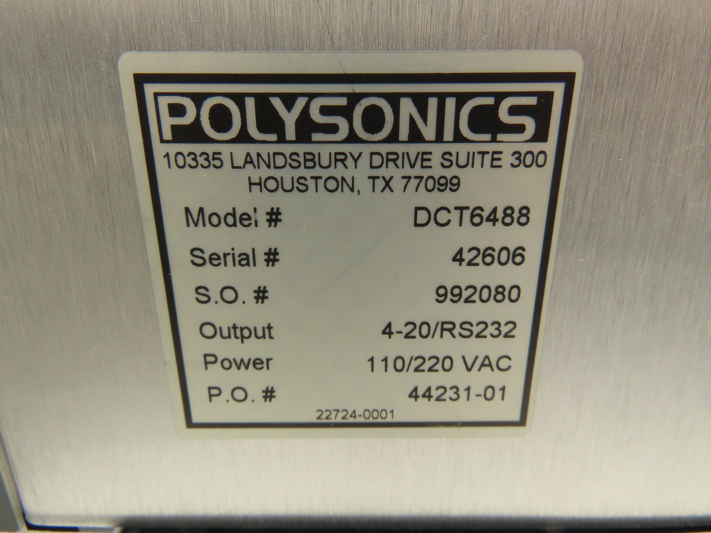 Polysonics DCT6488 Transit Time Flowmeter/Logger
