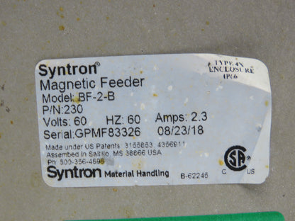 Syntron 44" Stainless Vibratory Screen Shaker Feed Conveyor Food Process