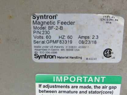 Syntron 45" Stainless Vibratory Screen Shaker Feed Conveyor Food Process Feeder