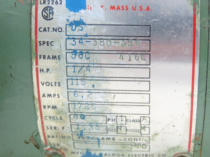 Boston Gear F313-15-G1 Gearmotor 15:1 Reducer 116rpm .5Hp 115V 1PH 56C LH