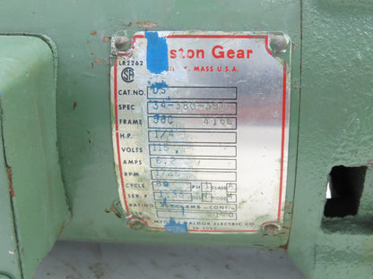 Boston Gear F313-15-G1 Gearmotor 15:1 Reducer 116rpm .5Hp 115V 1PH 56C LH