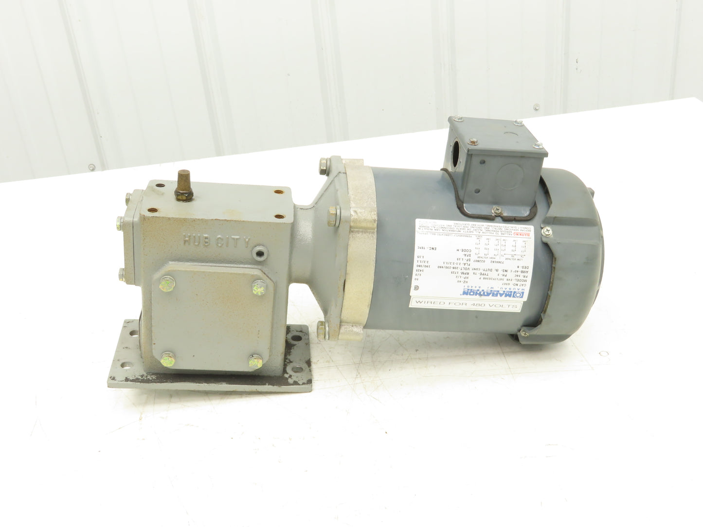 Marathon EVB 56T17F2036B Gearmotor 20:1 Hub City Reducer 88rpm .5Hp 230/460V 56C