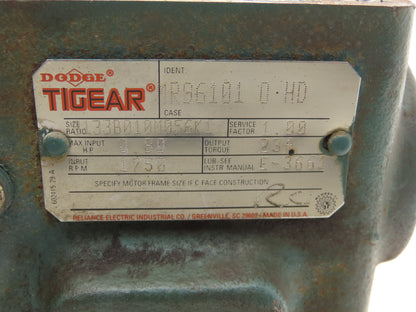 Dodge Tigear Q133B010M056K1 Worm Gearbox 10:1 Reducer .8Hp 175rpm 56C LH