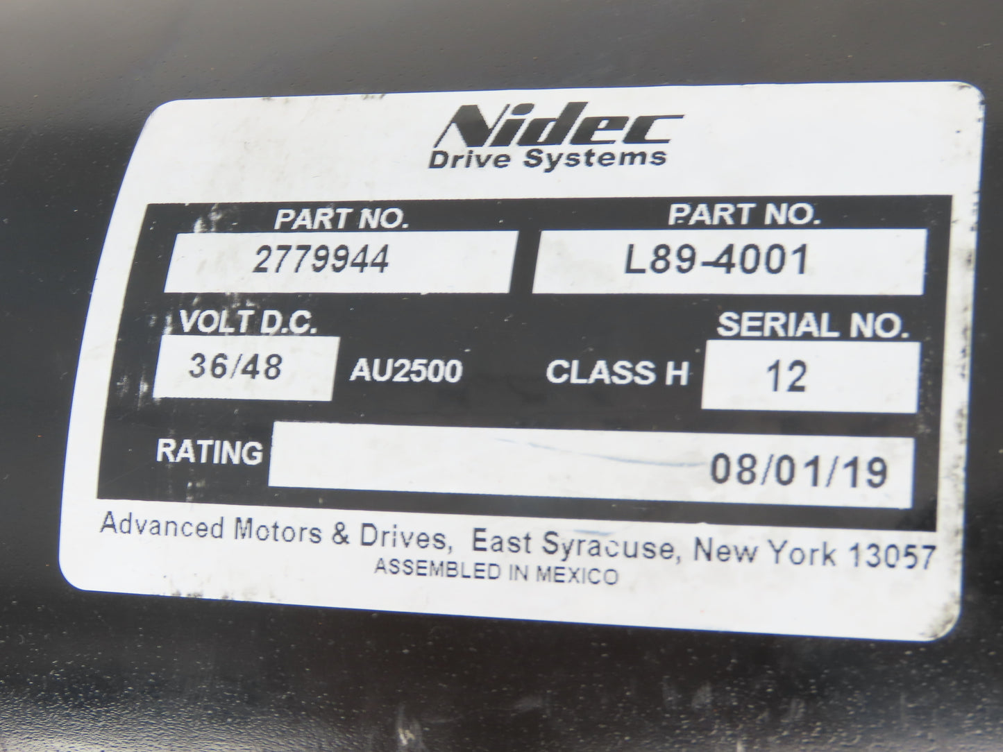 Nidec L89-4001 Platform Lift Truck Hydraulic Pump & Motor 36/48VDC Off PLR-100