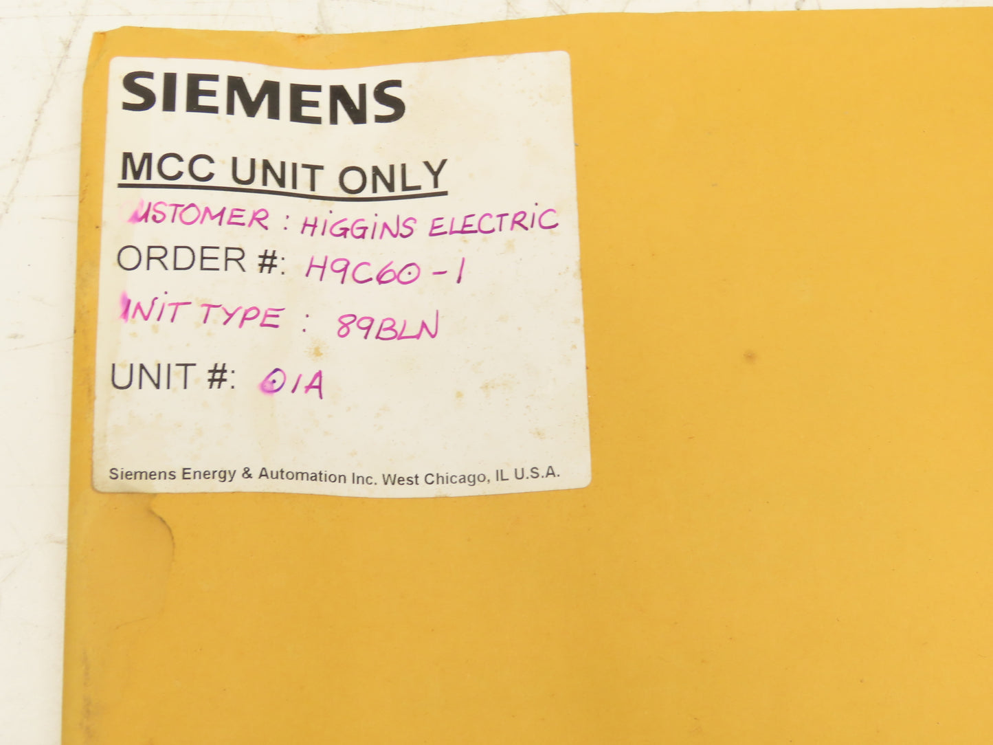 Furnas H9C60 Combination Motor Starter Bucket 10Hp 480V 3ph Size 1 D68252001