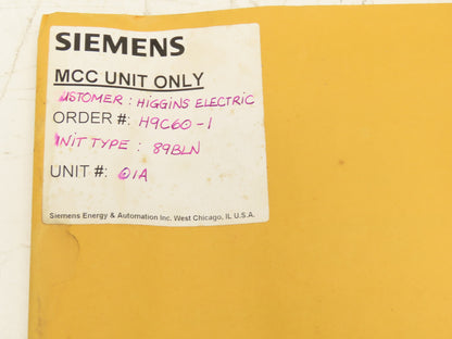 Furnas H9C60 Combination Motor Starter Bucket 10Hp 480V 3ph Size 1 D68252001