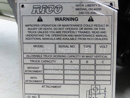 Rico Drive Axel Power Steering Hub Off Rico PLR-100 Platform Lift Truck