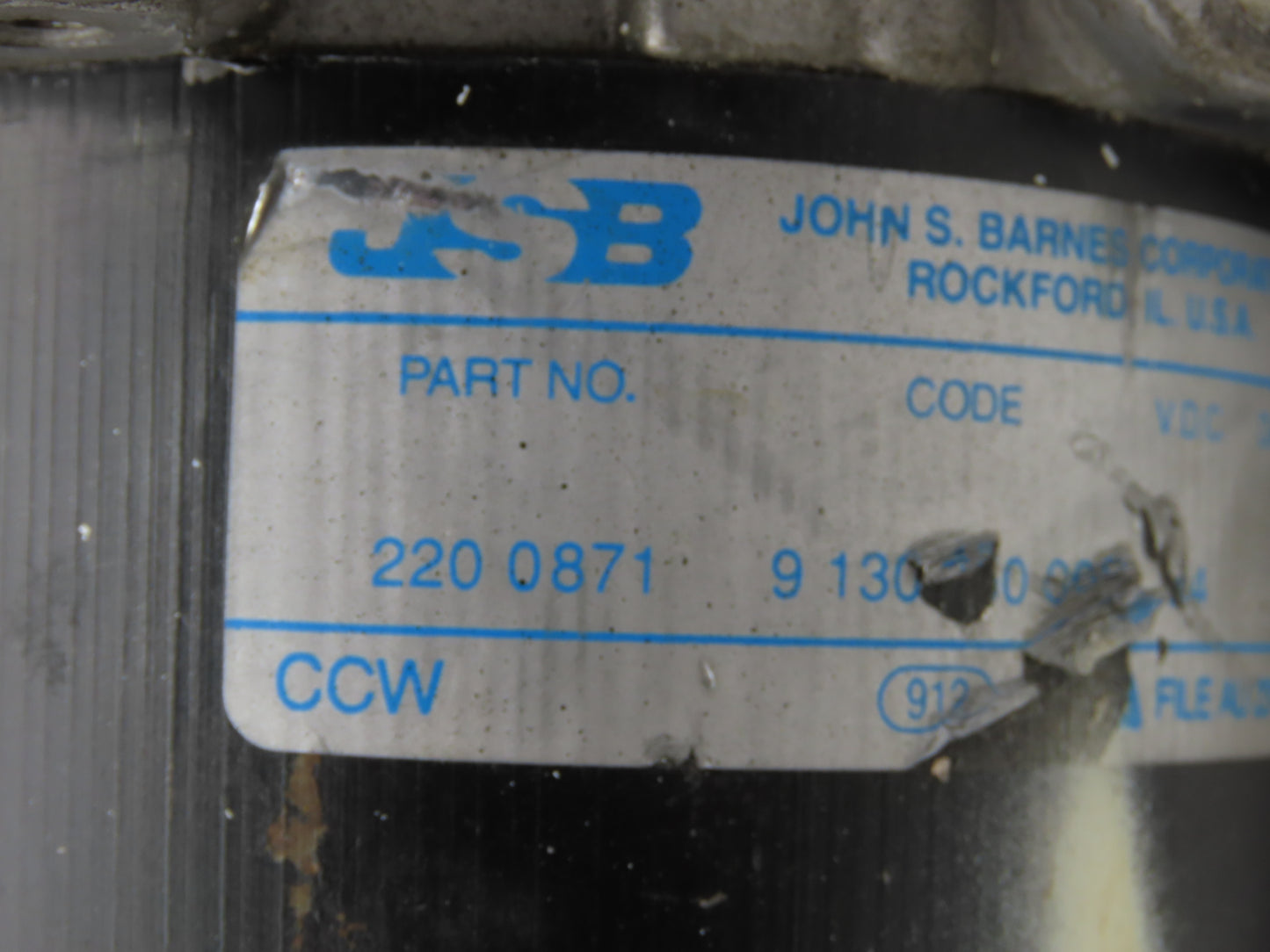 John S Barnes 220 0871 Hydraulic Pump Motor 24VDC Off Rico PWH-90